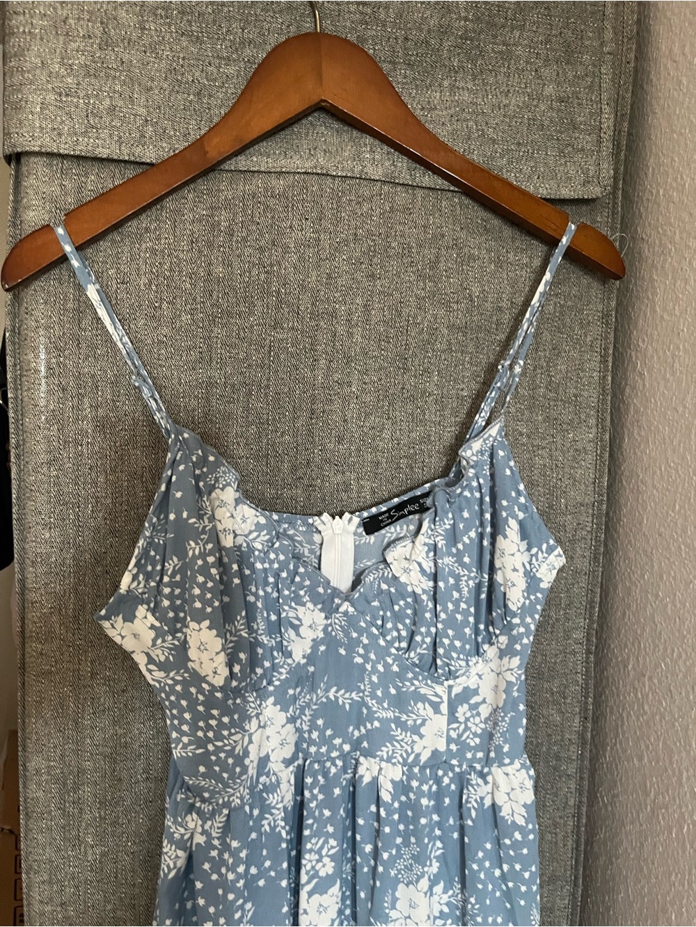 Light Blue Floral Maxi dress size s. Dress is 47 inches long w/adjustable straps - Picture 2 of 5